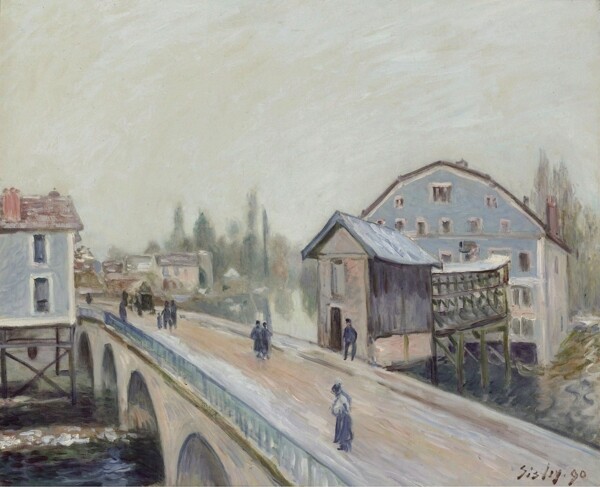 AlfredSisleyTheBridgeofMoret1890法国画家阿尔弗莱德西斯莱alfredsisley印象派自然风景天空油画装饰画