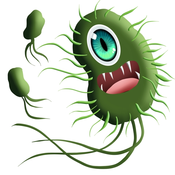 绿色毛绒尖牙独眼细菌