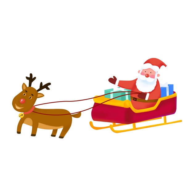圣诞节坐着雪橇派礼物的圣诞老人