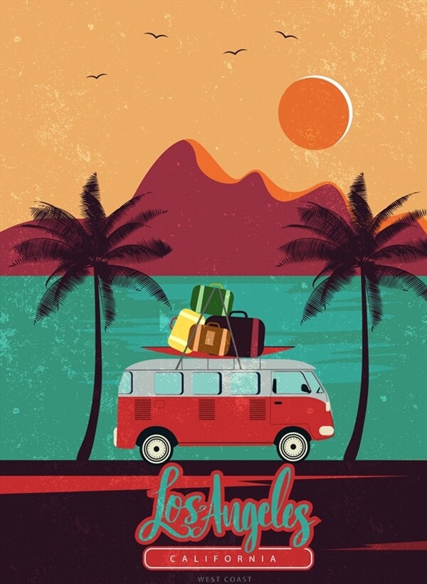 海边度假巴士海报图片