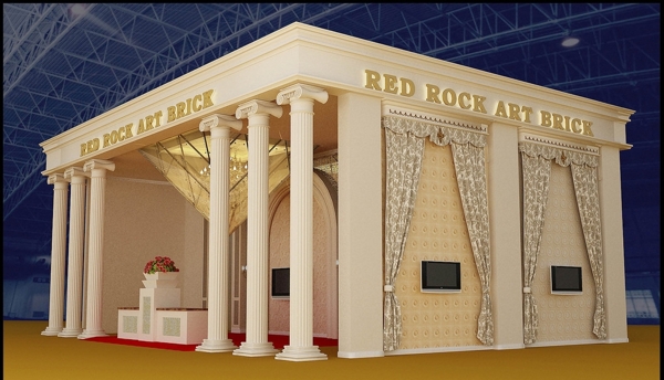红石艺术砖上海展览会展厅图片
