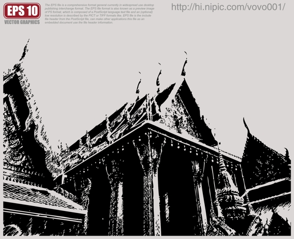 泰国建筑矢量剪影图片