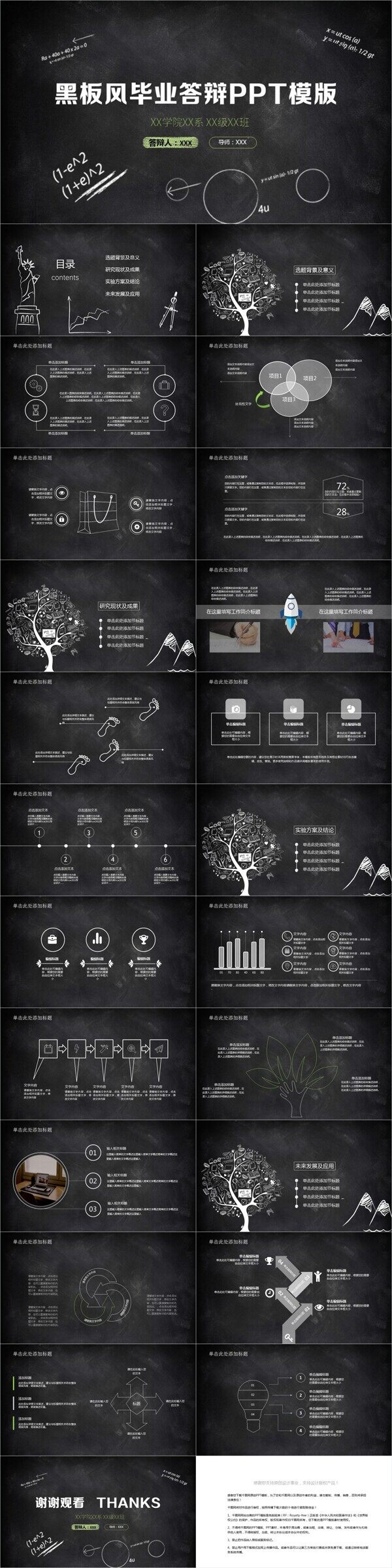 黑板风毕业答辩PPT模版