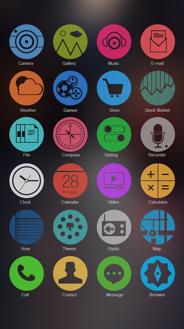 彩色网页UI手机主题icon图标设计