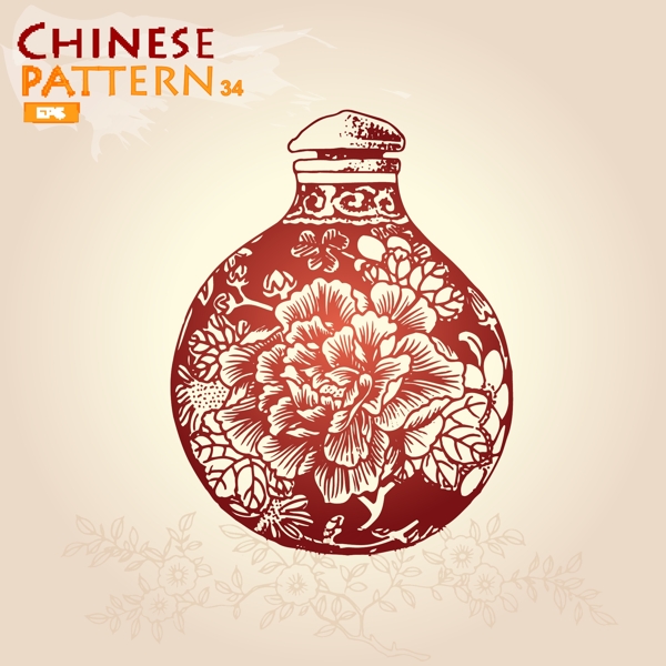 中国风牡丹花瓶