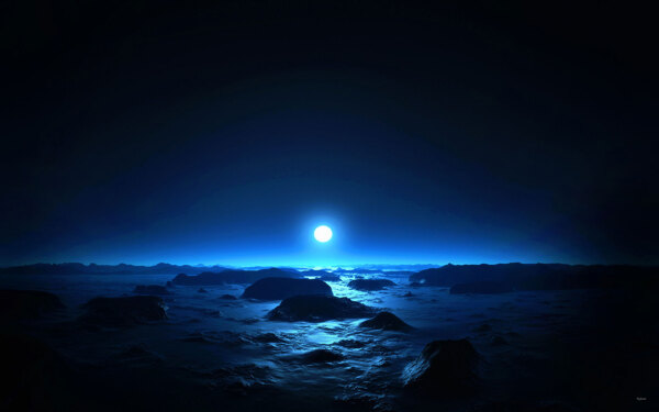 蓝色海洋上的明月