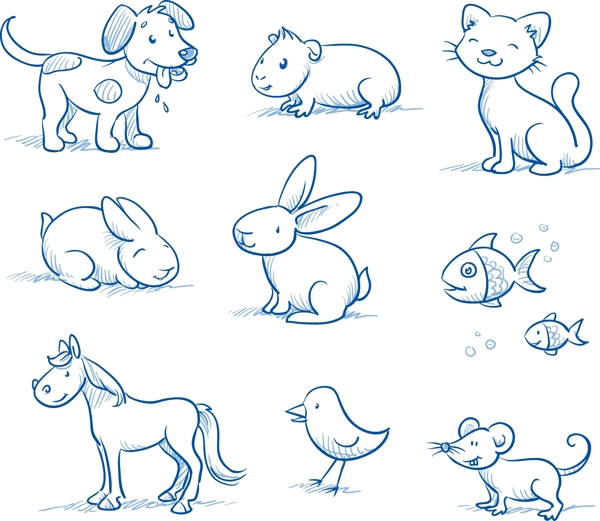手绘可爱的小动物插画