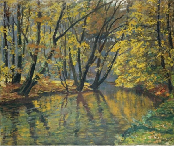 AntoninHudecekTheBelaStreaminAutumn.jpeg画家风景画静物油画建筑油画装饰画