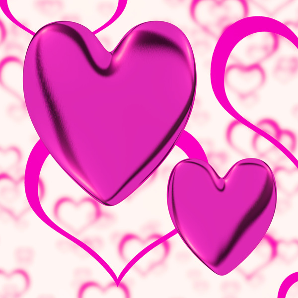淡紫色的心对心的背景显示的浪漫的爱情和浪漫的感觉