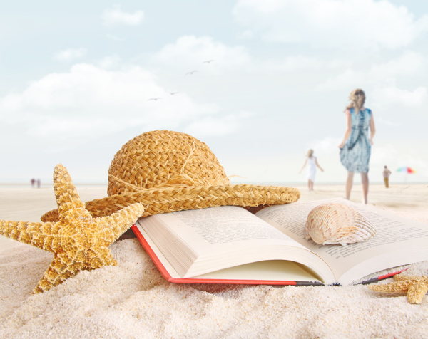 沙滩帽子海星图片
