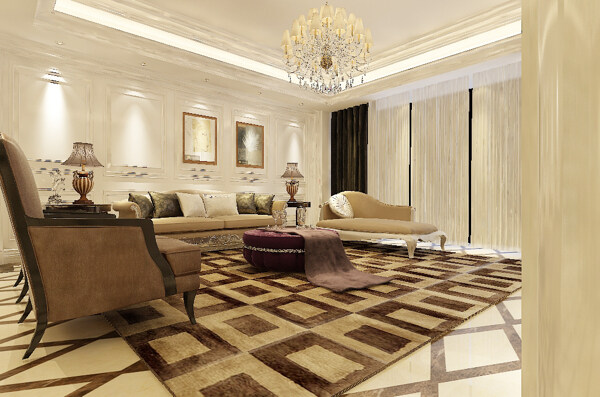 欧式风格温馨客厅效果图空间