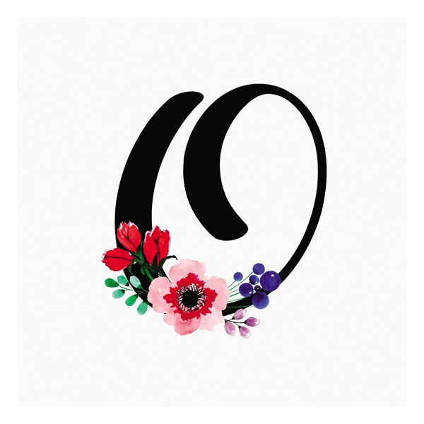 抽象的o形状和花朵logo模板