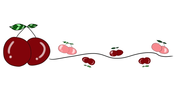 樱桃分割线手绘插画