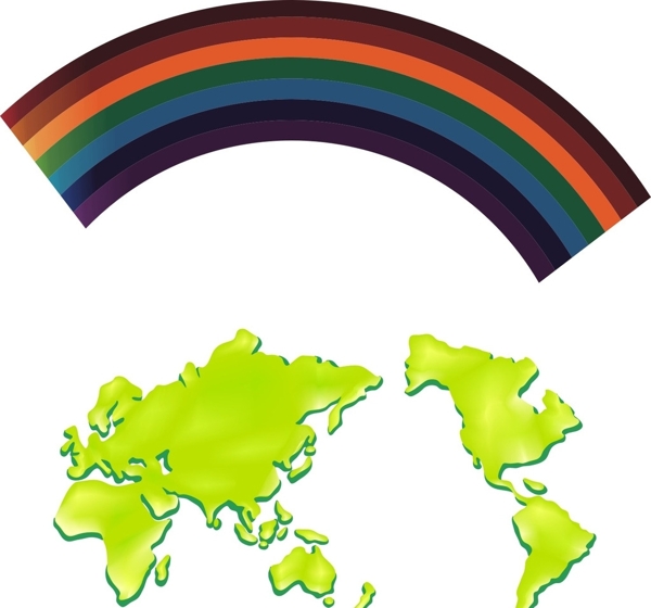 矢量彩虹世界地图图片