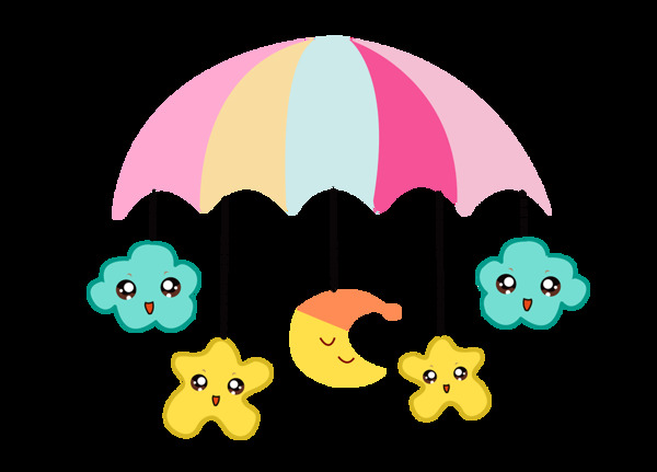 卡通可爱彩色雨伞元素