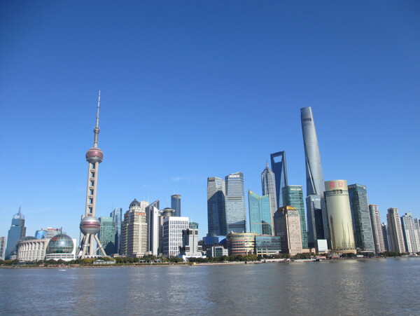 东方明珠上海中心蓝天图片