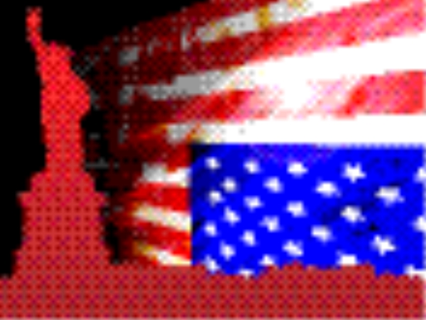 美国国旗和自由女神像的矢量插图