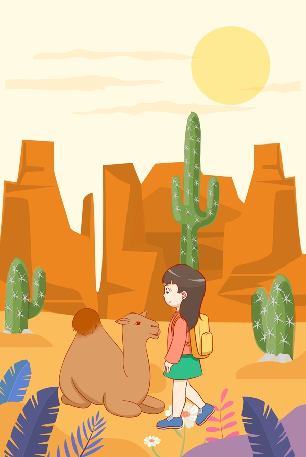 沙漠看骆驼背景图