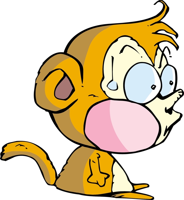 印花矢量图猴子可爱卡通色彩免费素材