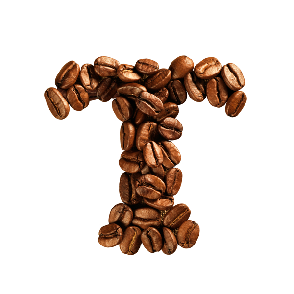 咖啡豆组成的字母T图片