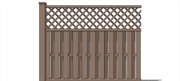 木篱笆围栏室外模型SU模