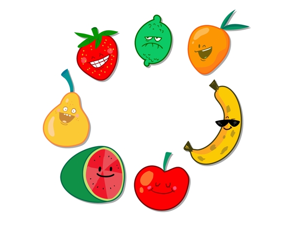卡通彩色水果元素