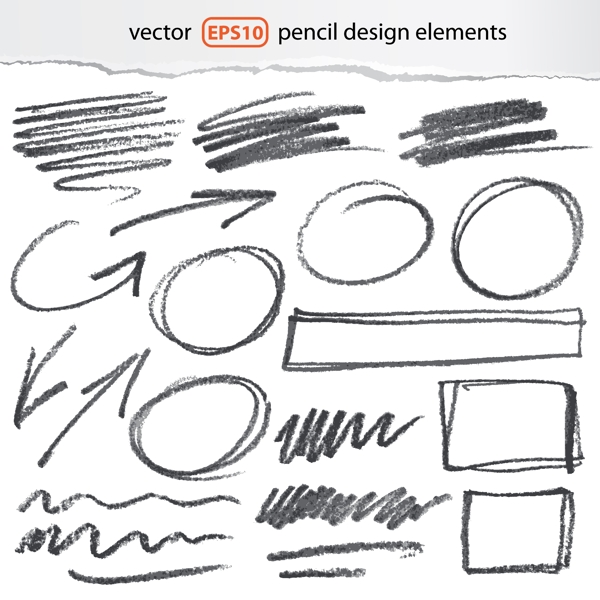 黑色炭笔涂鸦线条符号矢量素材