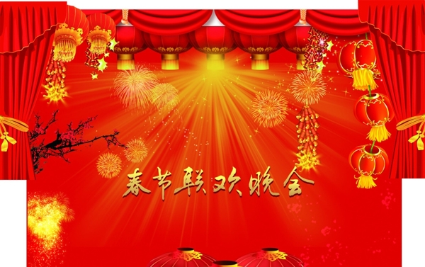 春节过年灯笼幕布背景素材图片
