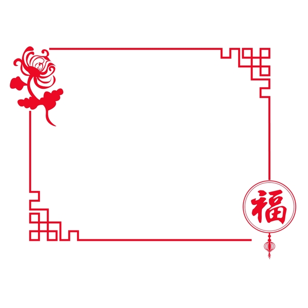 2019猪年春节元素剪纸风海报边框