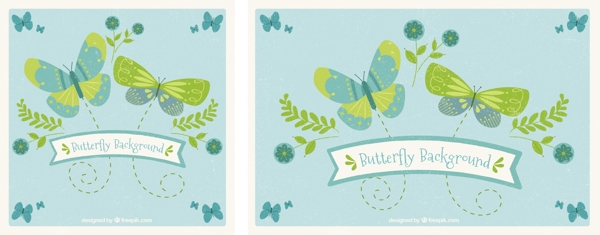 绿蝴蝶和蓝蝴蝶的背景