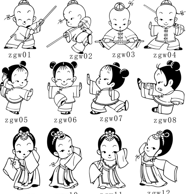 中国娃娃矢量素材图片