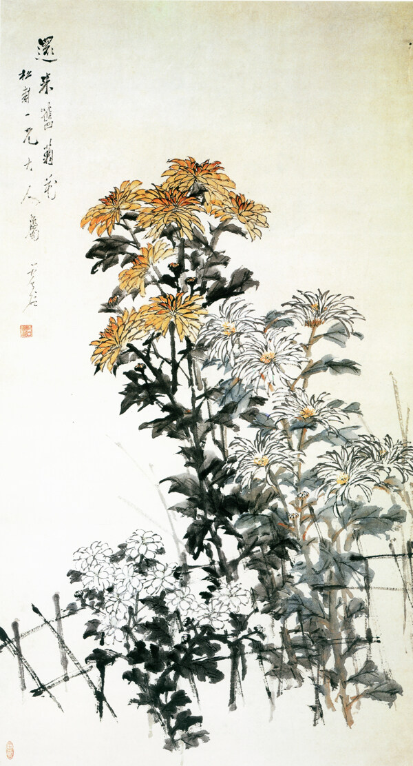 菊花图花鸟画中国古画0583