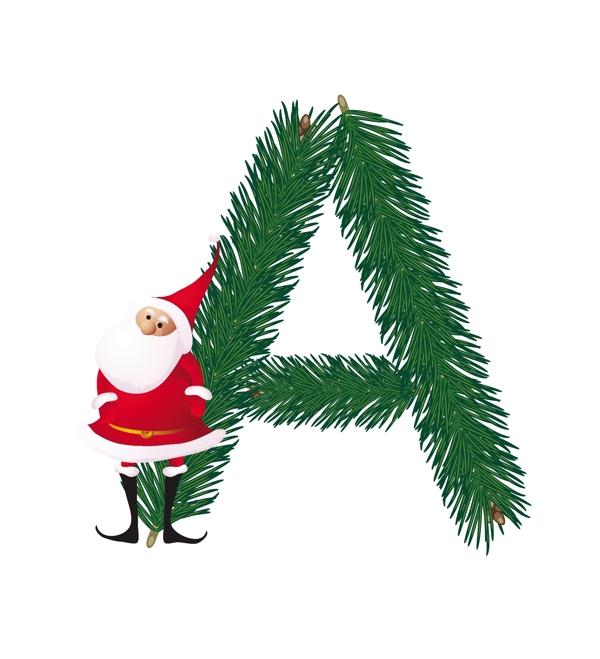 圣诞装饰杉树的ABC滑稽的圣诞老人的信一个向量