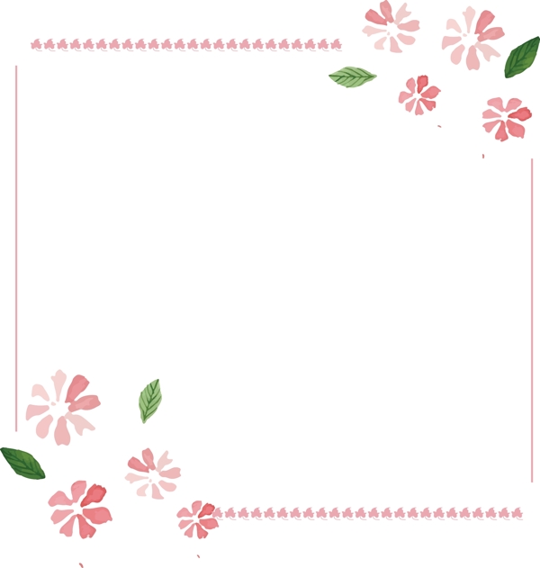 清新花朵粉色花卉边框
