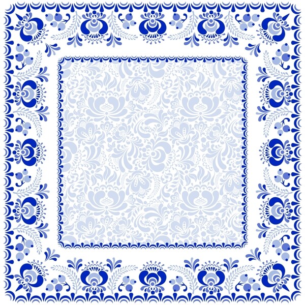 蓝色青花瓷边框