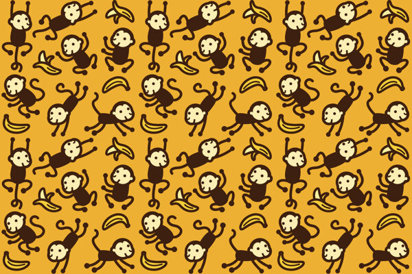 童真有趣猴子壁纸图案装饰设计