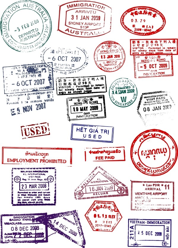 向量的护照邮票设计集02