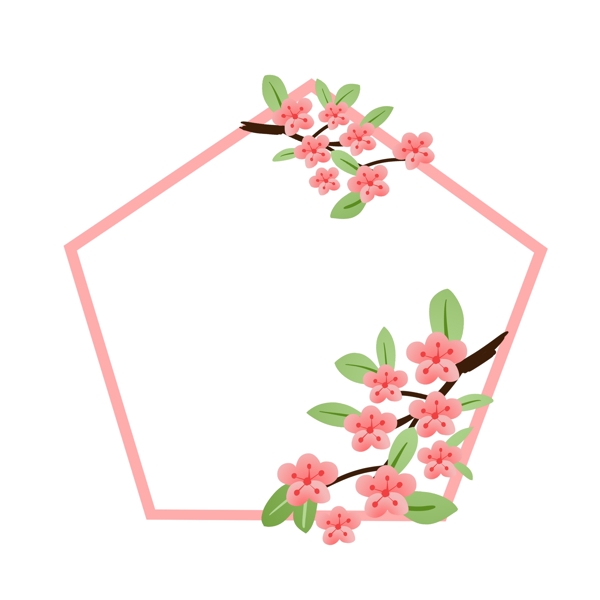 粉色春季框的插画