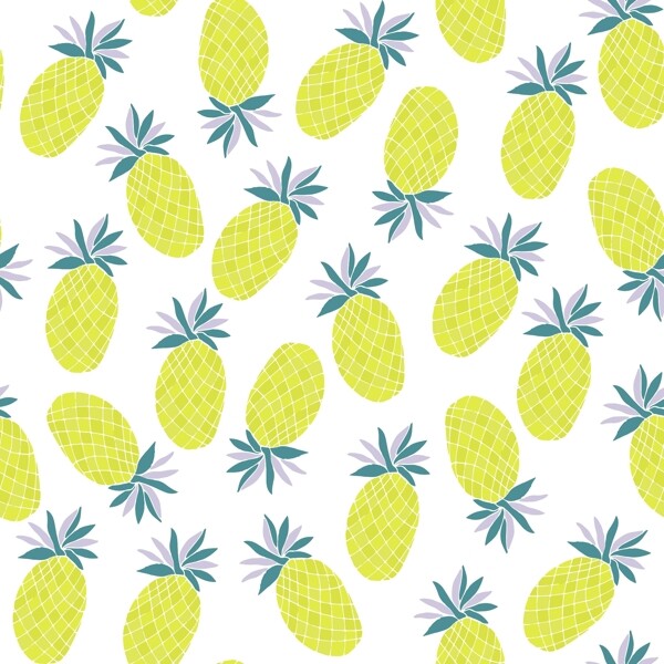 夏天菠萝水果无缝拼接图案矢量背景