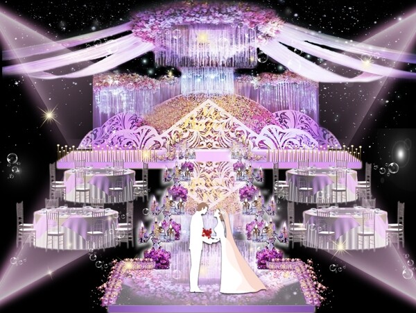紫色梦幻唯美婚礼效果图
