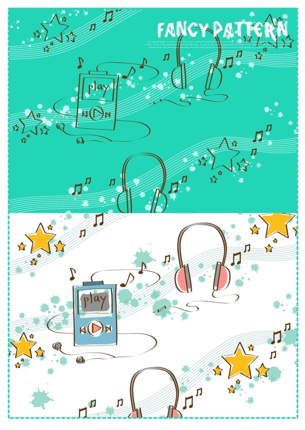 卡通mp3和耳机矢量图