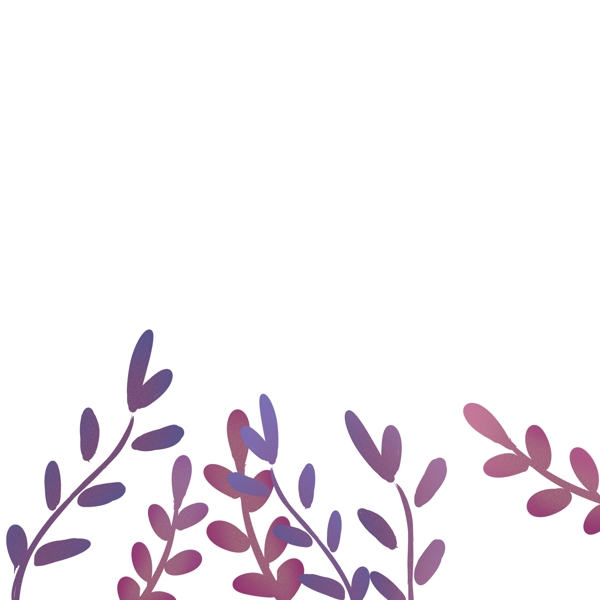 紫色藤蔓叶子手绘素材
