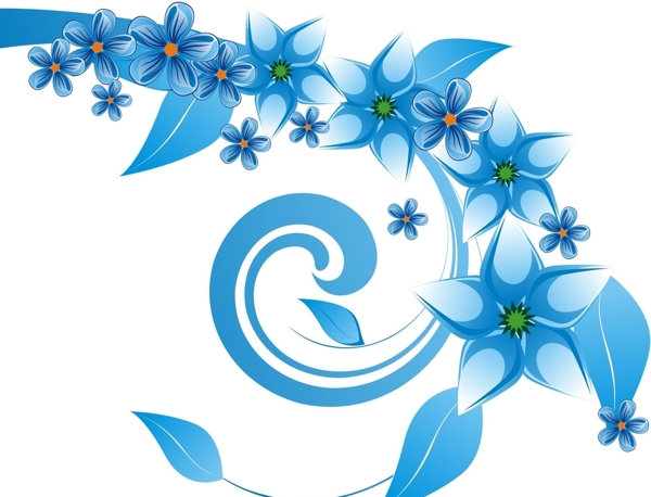 蓝色梦幻花朵图片
