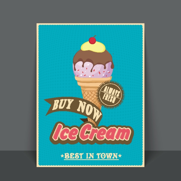 绿色的传单模板或旗帜美味的冰淇淋插画设计