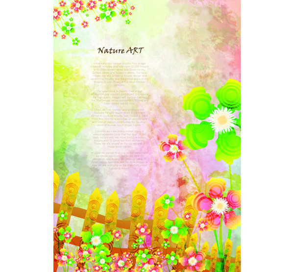 彩块篱笆花朵英文字排版设计素材