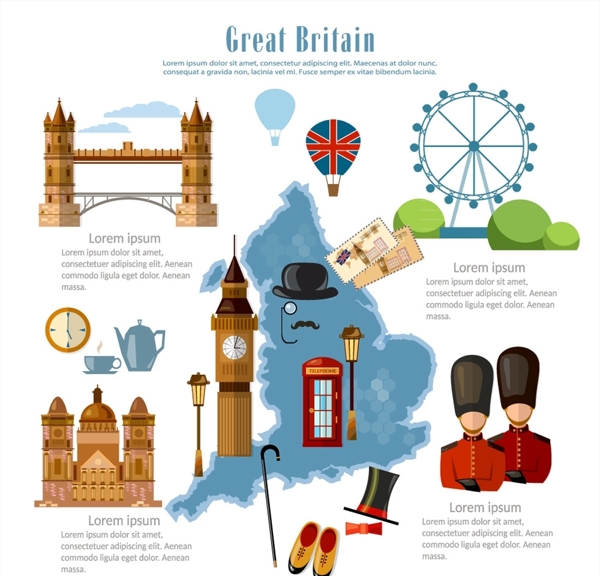 英国旅行元素图片