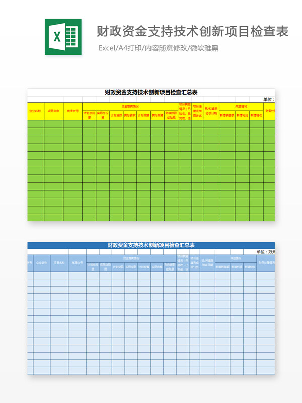 财政资金支持技术检查表Excel模板2