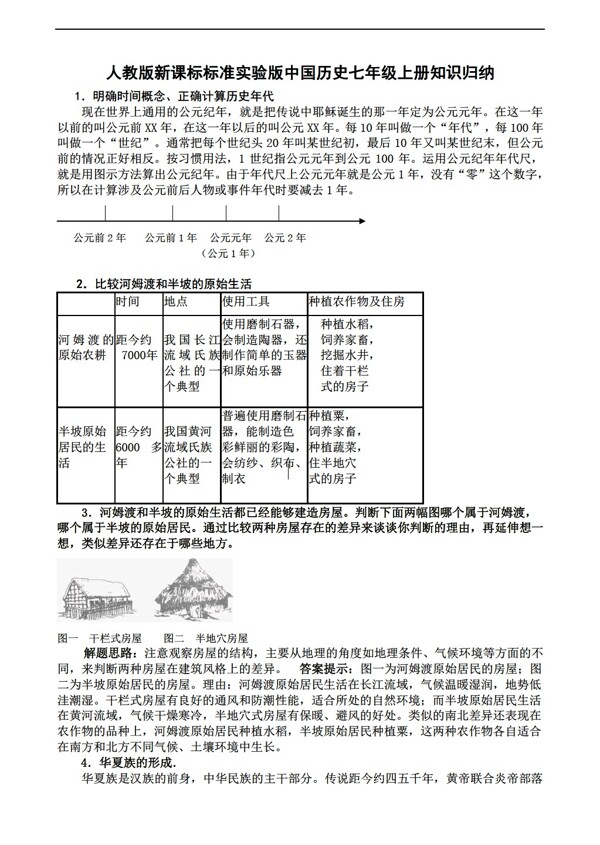 中考专区历史标准实验版中国七年级上册知识归纳