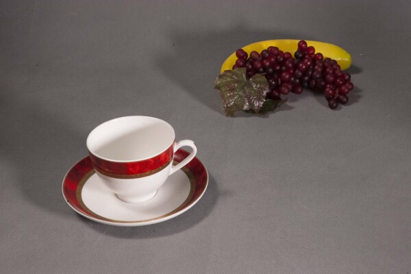 欧式陶瓷红边咖啡杯图片