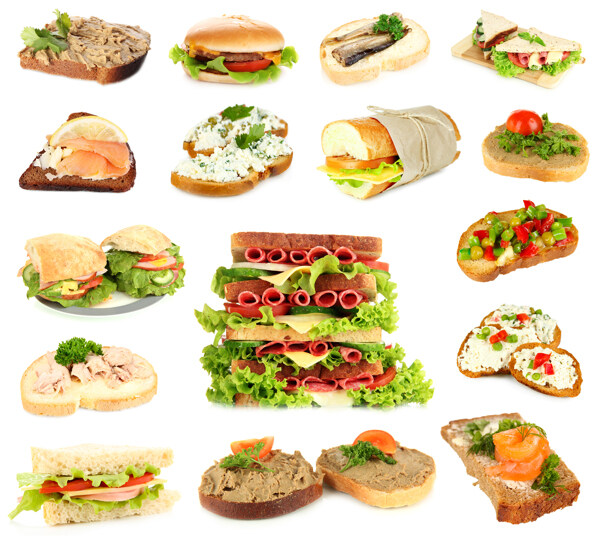 各种美味的三明治图片